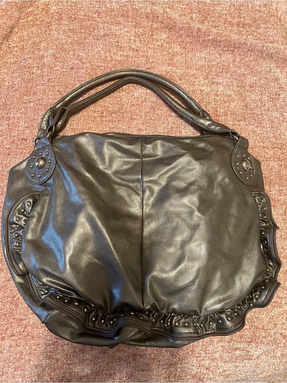 Source Unknown Black Stud-Trim Hobo Bag